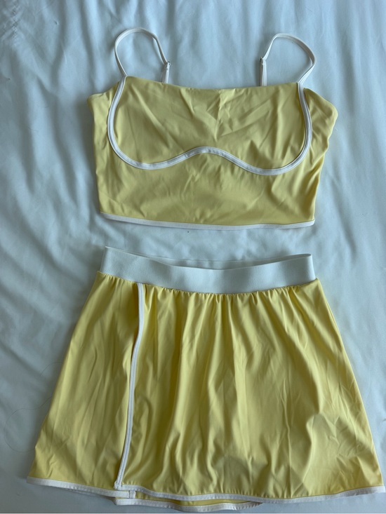 Fashion Nova Dresses & Skirts - Fashion Nova Yellow and White Two-Piece Skort Set
